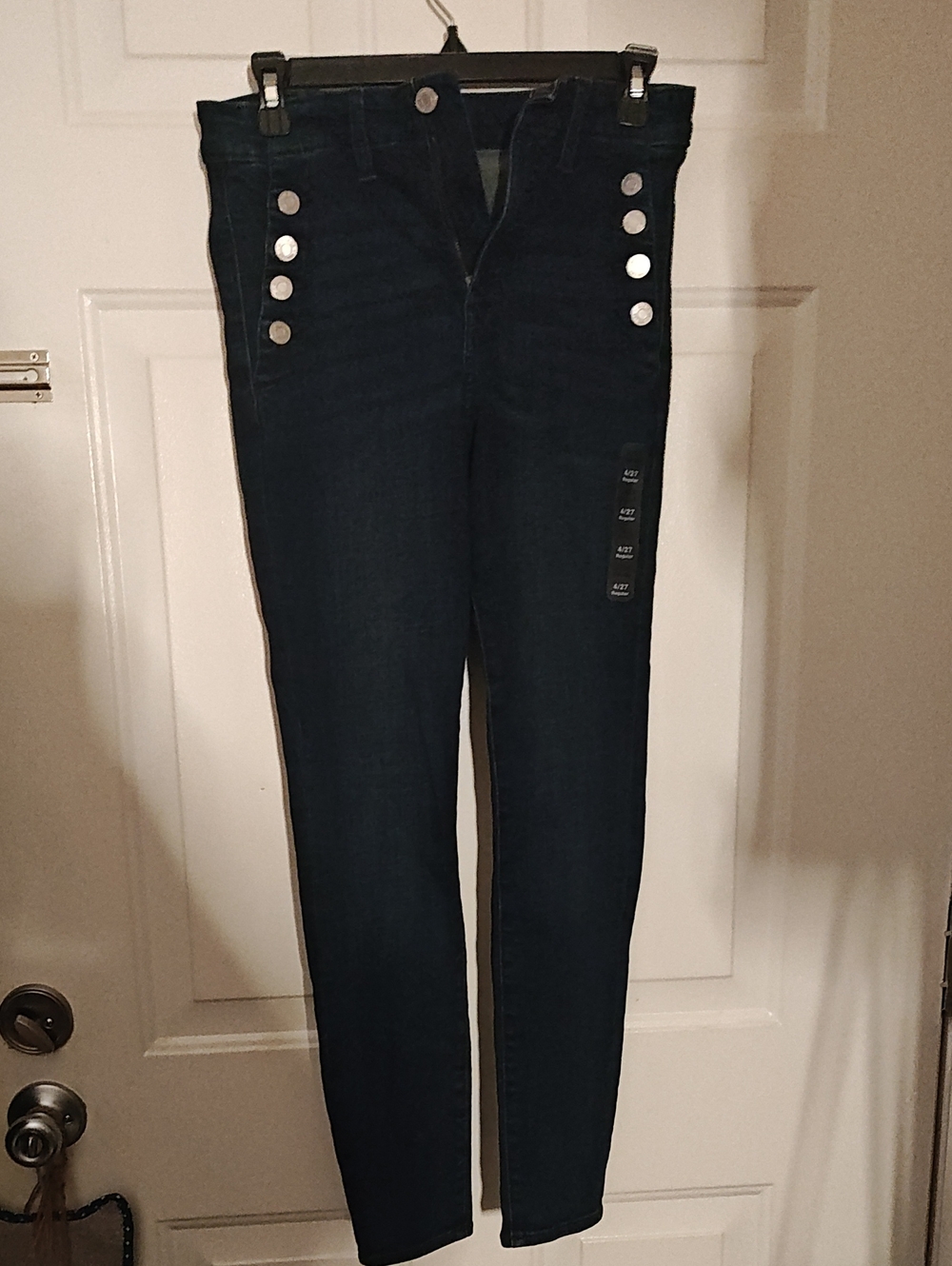 GAP High-Rise Dark Blue Jeans with Side Button Detail